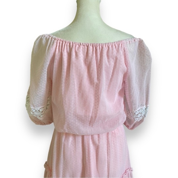 Vintage Roberta California Light Pink Puff Sleeve Midi Prairie Dress | S… - Picture 8 of 15